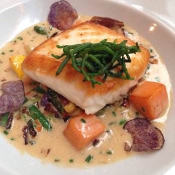 Dune - Halibut atop a light, slightly sweet corn reduction--my favorite of my dining experience that night! - New American Near Me - Nantucket, Massachusetts Dune - Halibut atop a light, slightly sweet corn reduction--my favorite of my dining experience that night! - New American Near Me - Nantucket, Massachusetts