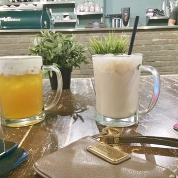 Hide Out Cafe - Hokkaido milk tea + cream topped mango green tea - Coffee & Tea Near Me - Rowland Heights, California Hide Out Cafe - Hokkaido milk tea + cream topped mango green tea - Coffee & Tea Near Me - Rowland Heights, California