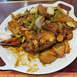 China Isle - Pork Egg Foo Young...not as I have ever seen it served this way...but it was tasty