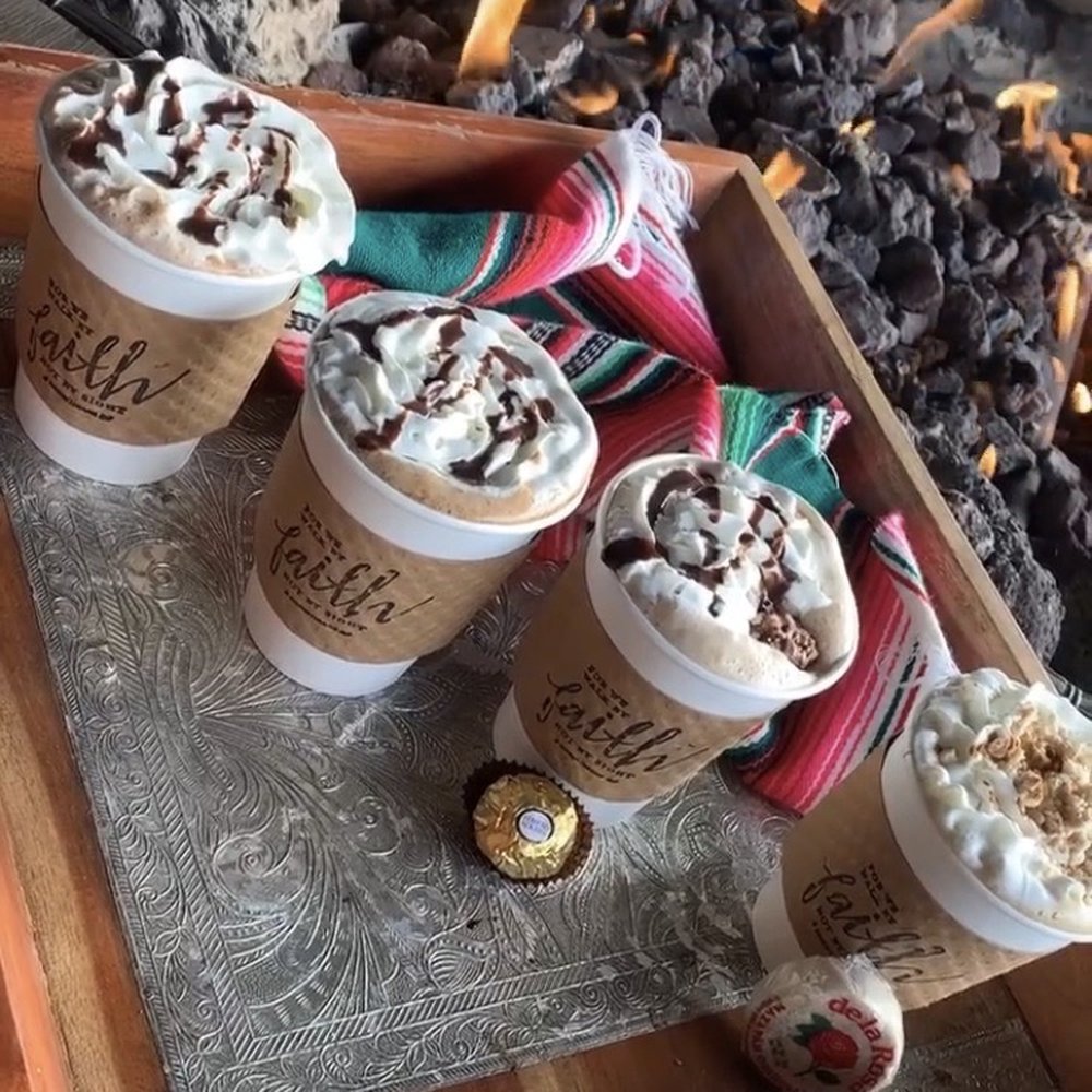 Overflow Cafe - Abuelita Hot Chocolate w/Espresso, Ferrero Rocher Latte, and Mazapan Latte - Coffee & Tea Near Me - Houston, Texas