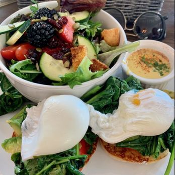 Vic's - Astrid's Florentine Benedict with salad - Breakfast & Brunch Near Me - Martinez, California Vic's - Astrid's Florentine Benedict with salad - Breakfast & Brunch Near Me - Martinez, California