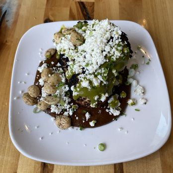 Meander Riverside Eatery - Smoked Cauliflower with mole, salsa verde, toasted almonds and queso. - Salad Near Me - Pagosa Springs, Colorado