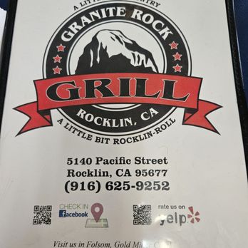 Granite Rock Grille - Front of the menu - Breakfast & Brunch Near Me - Rocklin, California Granite Rock Grille - Front of the menu - Breakfast & Brunch Near Me - Rocklin, California