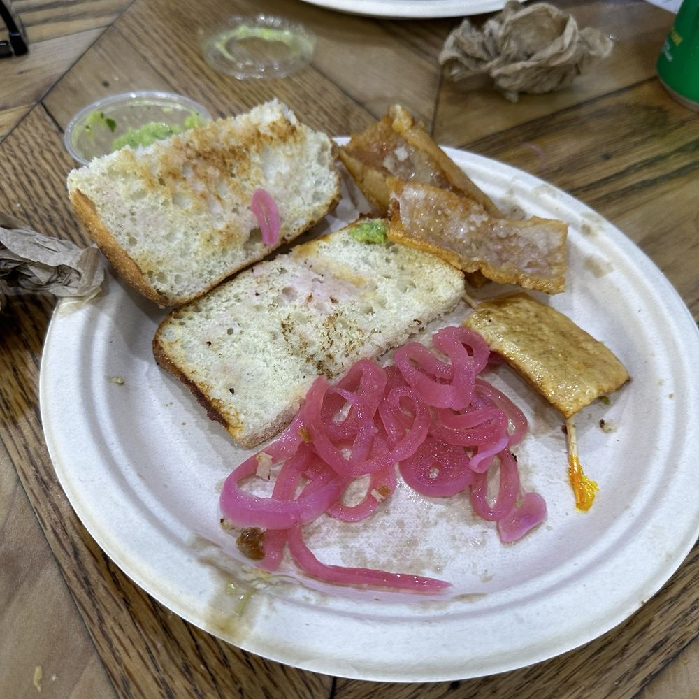 Las Olas Cafe - What's left of Pork Belly Sandwich - Cuban Near Me - Miami Beach, Florida