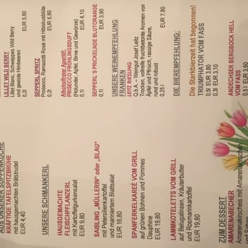 Restaurant Sepperlwirt - Auszug Speisekarte - Bavarian Near Me - Seefeld, BY