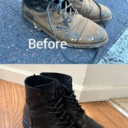 Leather Magic - Before and after of a pair of boots I brought in.