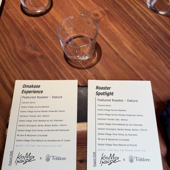 Komakase Coffee - Choose between two experiences - an Omakase, which highlights creativity, or a Roaster Spotlight, highlights the coffee itself. - Pop-Up Restaurants Near Me - San Francisco, California