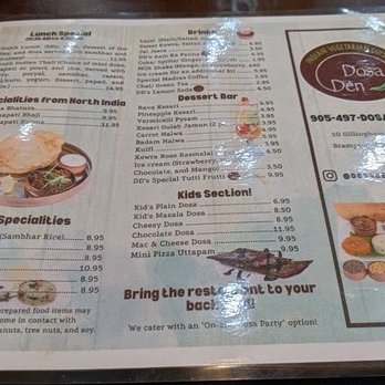 Dosa Den - Menu - Indian Near Me - Brampton, Ontario
