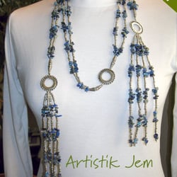 Artistik Jem - Collier Ceinture en Lapis Lazuli, Solidalite et Argent Tibétain
