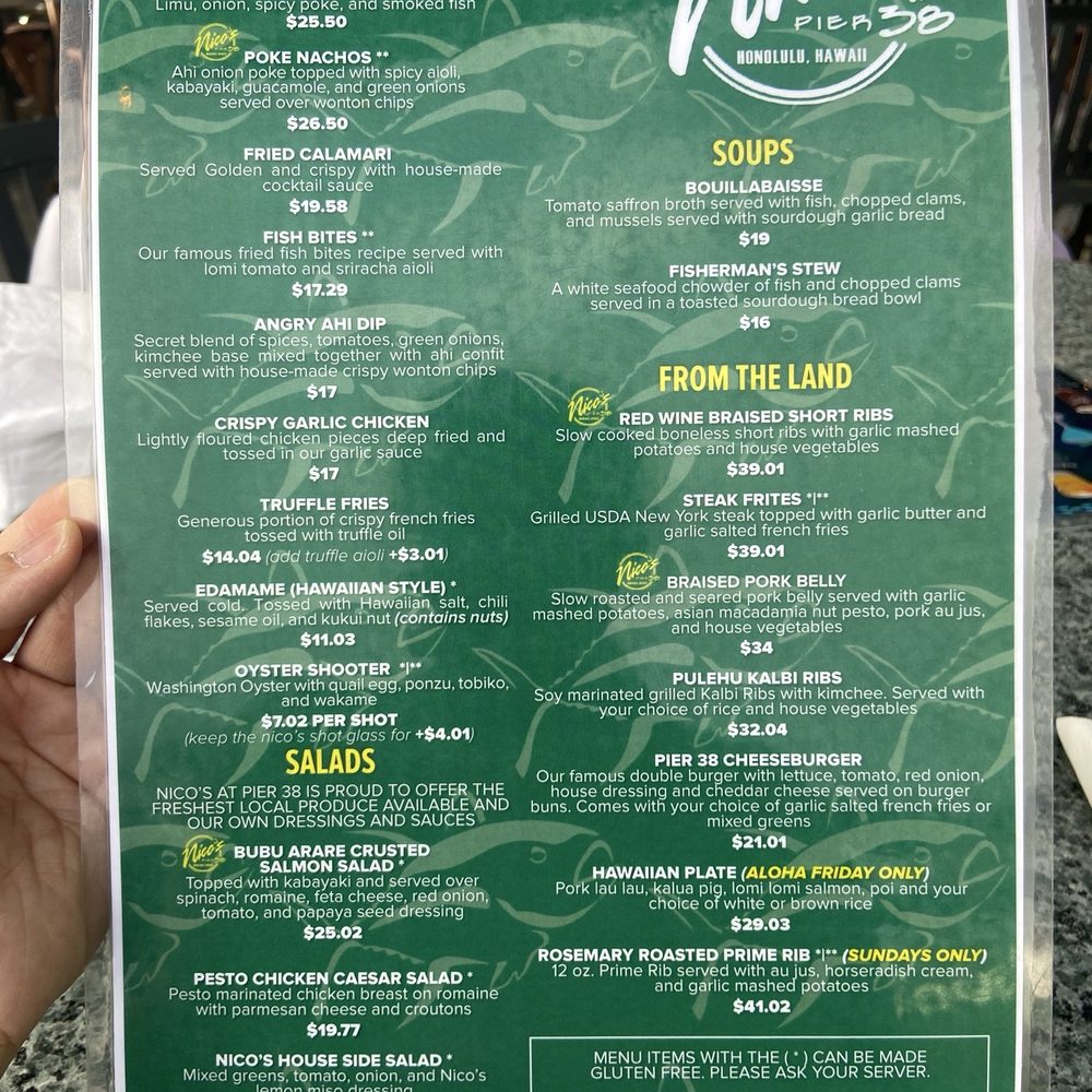 Nico's Pier 38 - Menu (7/2026) - Seafood Near Me - Honolulu, Hawaii