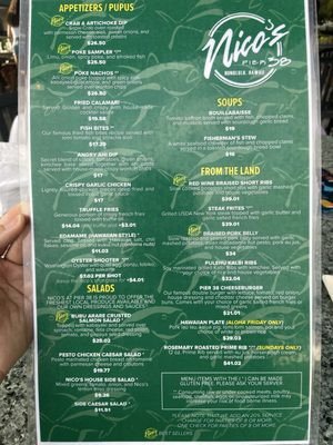 Menu photo 1 Nico's Pier 38 Honolulu, HI