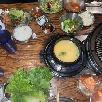 Jongro BBQ - Sides including salad, egg, kimchi, and soup - Korean Near Me - New York, New York Jongro BBQ - Sides including salad, egg, kimchi, and soup - Korean Near Me - New York, New York