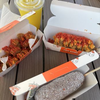 Two Hands Corn Dogs - Potato Dog American Classic Dog Pineapple Slush Dirty Fries - Fast Food Near Me - Tustin, California Two Hands Corn Dogs - Potato Dog American Classic Dog Pineapple Slush Dirty Fries - Fast Food Near Me - Tustin, California