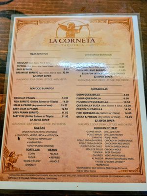 Menu photo 2 La Corneta Taqueria San Carlos, CA