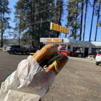 Twin Pines Drive In - Cheese burger with mushrooms - Burgers Near Me - Cle Elum, Washington Twin Pines Drive In - Cheese burger with mushrooms - Burgers Near Me - Cle Elum, Washington