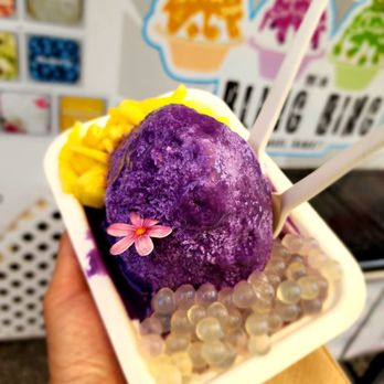 Da Sweet Spot - Ube condensed milk with pineapple and lychee popping boba - Shaved Snow Near Me - Kihei, Hawaii