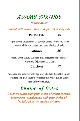 Menu photo 2 Adam Springs Golf Course cobb, CA Menu photo 2 Adam Springs Golf Course cobb, CA