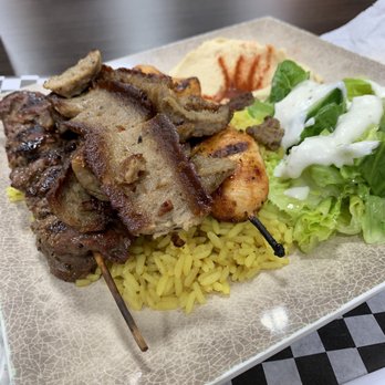 The Green Olive - Gyro, steak, and chicken with salad, hummus and pita. - Mediterranean Near Me - Long Beach, California