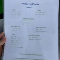 Anchor Food Truck - Menu