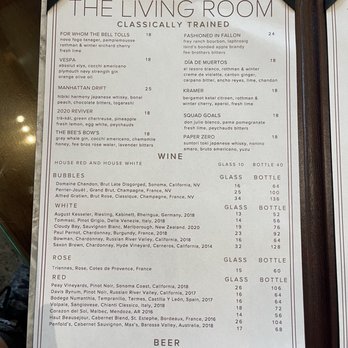The Living Room - Drink Menu - American Near Me - Truckee, California
