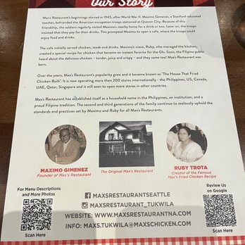 Max's Restaurant - Seattle - History - Filipino Near Me - Tukwila, Washington