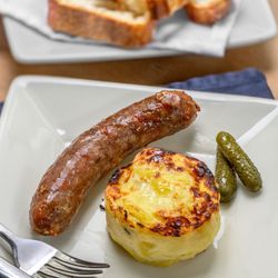 Oak Flat Vineyards Tasting Room and Bistro - Bratwurst and potatoe gratin