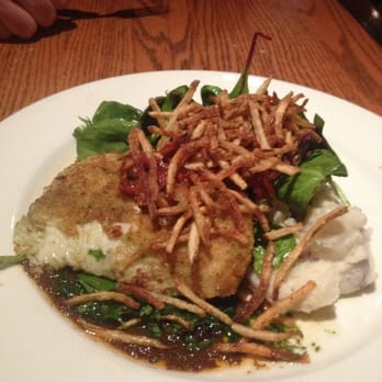 Glacier BrewHouse - Halibut encrusted Parmesan my honey ordered - American Near Me - Anchorage, Alaska