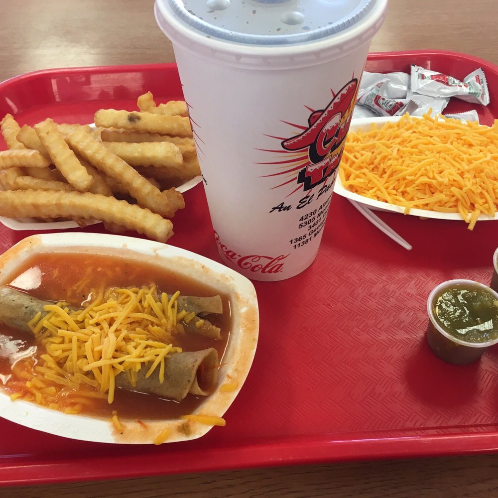 Chico's Tacos - Single with extra cheese, salsa, fries, and a DP - Mexican Near Me - El Paso, Texas Chico's Tacos - Single with extra cheese, salsa, fries, and a DP - Mexican Near Me - El Paso, Texas