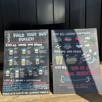 Outbound Station - a menu and a chalk board - Burgers Near Me - Britannia Beach, British Columbia