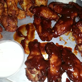 Stadium Pizza - Half and half order of BBQ & Hot wings...so meaty and delicious! - Pizza Near Me - San Jacinto, California Stadium Pizza - Half and half order of BBQ & Hot wings...so meaty and delicious! - Pizza Near Me - San Jacinto, California