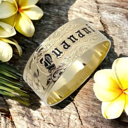 Paradise Collection - One of a kind 25mm Hawaiian Bracelet in 14KT Yellow Gold