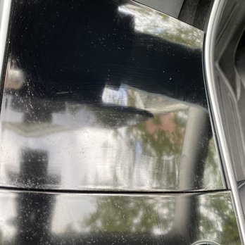 Progressive Car Care - Something oily used to clean - left stain around the matt finish and gloss area has all dirt from wiping it with whatever - Car Wash Near Me - Totowa, New Jersey