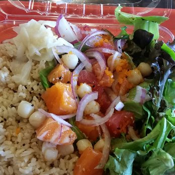 Poke n Salad - Large poke salad - half brown rice/greens with ahi, salmon, scallops, & more. - Poke Near Me - Temecula, California Poke n Salad - Large poke salad - half brown rice/greens with ahi, salmon, scallops, & more. - Poke Near Me - Temecula, California