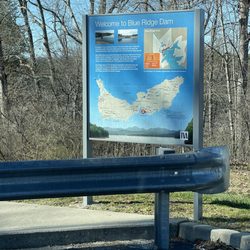 Blue Ridge Dam - Information at a stop by the dam