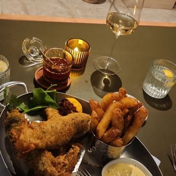 Orla by Michael Mina  - Fish platter with hand cut crispy fries - Middle Eastern Near Me - Santa Monica, California