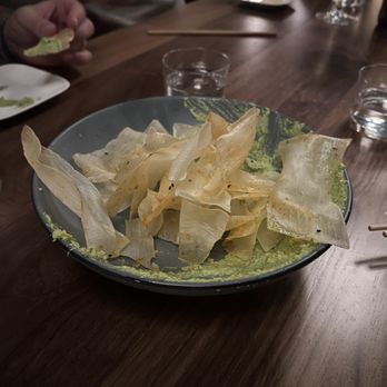 Uchibā Austin - Yuca Chips - Would pass on these, but the dip is delicious - Cocktail Bars Near Me - Austin, Texas