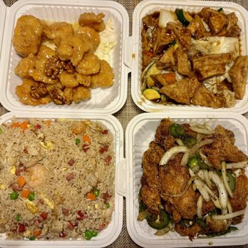 Evergreen Panda - Walnut Shrimps; braised tofu with veggies; salt n pepper wings; house fried rice - Chinese Near Me - San Jose, California Evergreen Panda - Walnut Shrimps; braised tofu with veggies; salt n pepper wings; house fried rice - Chinese Near Me - San Jose, California