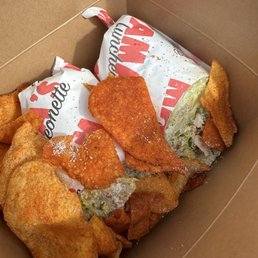 Chicken caesar wrap with paprika chips Chicken caesar wrap with paprika chips