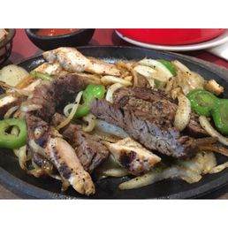 Chicken and beef fajitas