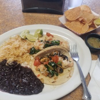 The Mexican Kitchen Restaurant - Special two shrimp taco with mushroom, onion and spinach. Black beans, & Mexican rice. - Mexican Near Me - Moreno Valley, California The Mexican Kitchen Restaurant - Special two shrimp taco with mushroom, onion and spinach. Black beans, & Mexican rice. - Mexican Near Me - Moreno Valley, California