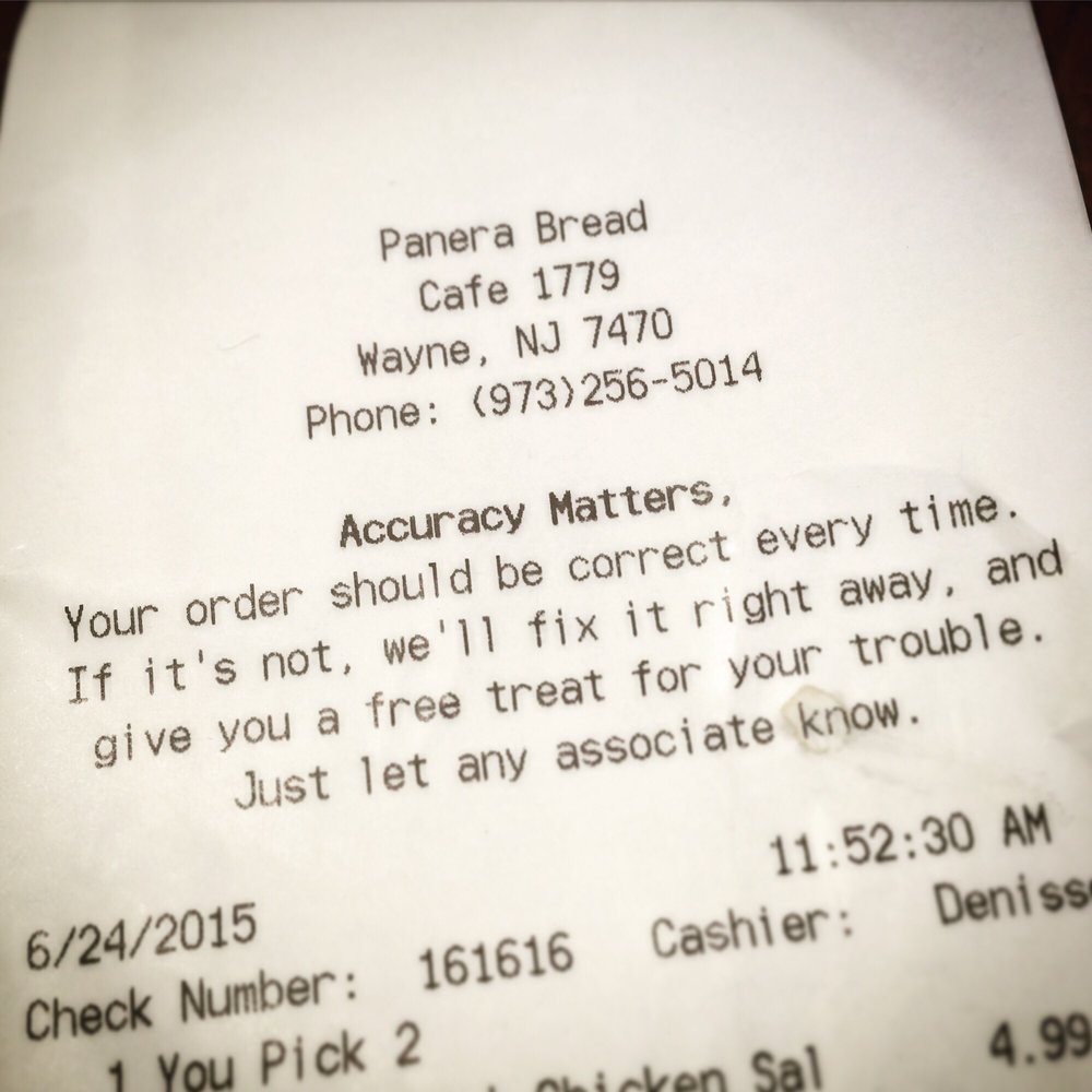 Panera Bread - Today I was served the wrong bowl. When I mentioned it to the manager she gave me a new entrée to-go...FREE! Customer Service A+ - Soup Near Me - Wayne, New Jersey