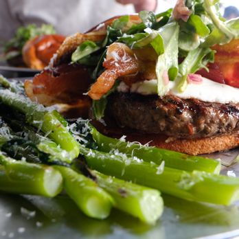 Eureka! - Fresno Fig Burger and a side of Broccolini Mmmm... delicious! - American Near Me - San Diego, California Eureka! - Fresno Fig Burger and a side of Broccolini Mmmm... delicious! - American Near Me - San Diego, California