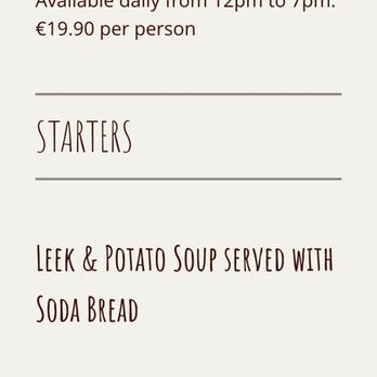 The Boxty House - Incorrect early bird menu hours on website. Website says 7:00 pm but they changed it to 6:30 pm on printed menus. - Irish Near Me - Dublin, D The Boxty House - Incorrect early bird menu hours on website. Website says 7:00 pm but they changed it to 6:30 pm on printed menus. - Irish Near Me - Dublin, D