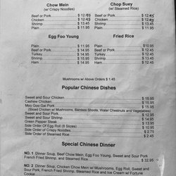 Avalon Restaurant - Chinese Menu