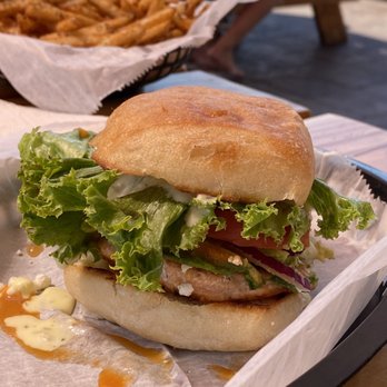 Mountain Rambler Brewery - Salmon burger - New American Near Me - Bishop, California