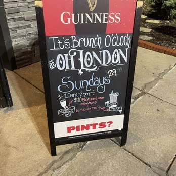 Oh London - Signage out front for a Sunday Brunch. - Pubs Near Me - Creve Coeur, Missouri