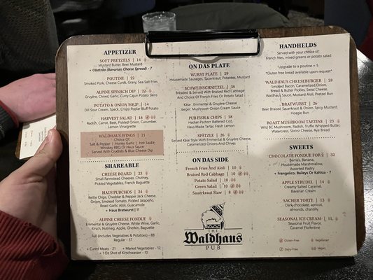 Menu photo 2 WALDHAUS Banff, AB Menu photo 2 WALDHAUS Banff, AB