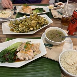 Banana Leaf - Hainanese chicken rice set and krispy kangkong