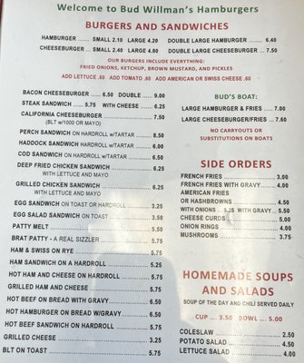 Menu photo 2 Bud Willman's Manitowoc, WI