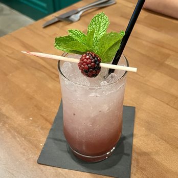Antilogy - Blackberry Lavender Sparkler Mocktail - New American Near Me - Greenwood, Indiana Antilogy - Blackberry Lavender Sparkler Mocktail - New American Near Me - Greenwood, Indiana